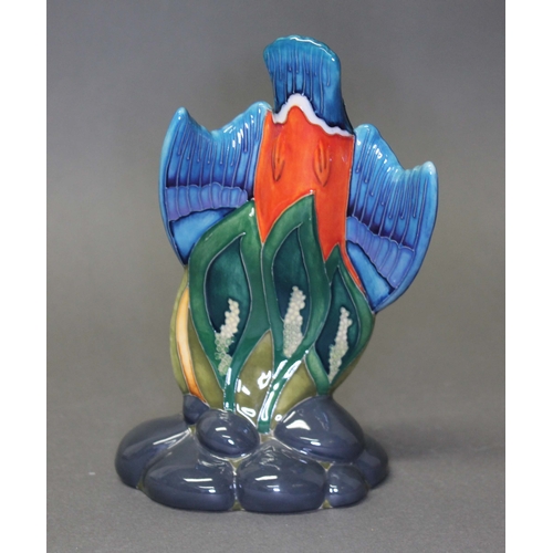 122 - A Moorcroft pottery 'Fish for Tea' kingfisher, impressed and painted marks, height 17cm.