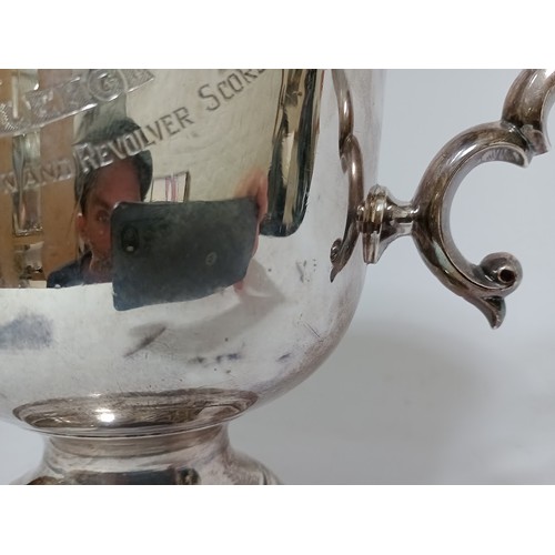 71 - A George V regimental twin handled silver trophy inscribed 'ERNEST HAMER OFFICERS CHALLENGE CUP Best... 