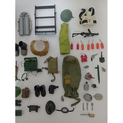 346 - Action Man talking figure with articulated joints together with a box of various related accessories... 