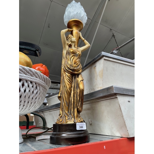 344 - A resin Art Nouveau lady lamp.