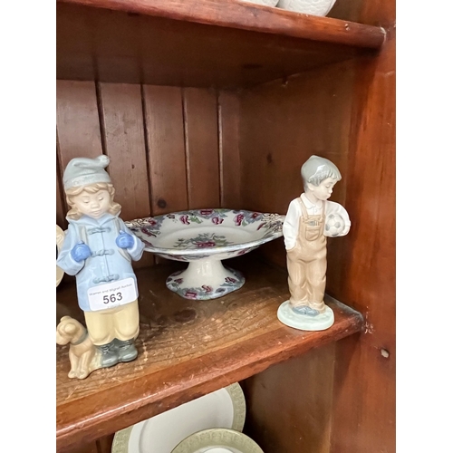 563 - Two Nao figures and an Edwardian tazza