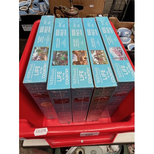 568 - Jigsaws - 5 boxed 1000 piece unopened, sealed puzzles in the Life in the Country series