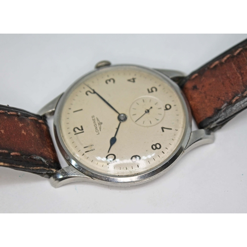 97 - An oversized Longines, circa 1947, ref. 23490, cal. 12.68Z (unmarked), stainless steel case, diam. 3... 