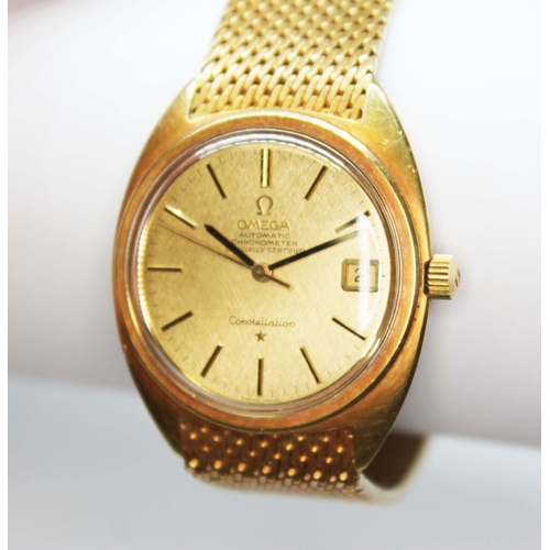 99 - An 18ct gold Omega Constellation circa 1967, ref. BA.368.5009, cal. 564, signed gold dial with baton... 