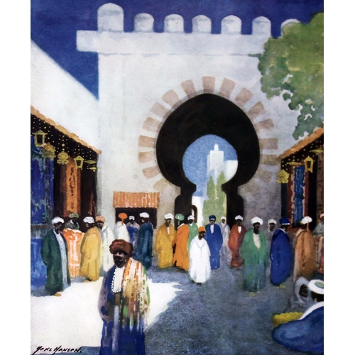 68 - Hans Jacob Hansen R.S.W. (Scottish 1853-1947), three watercolours, North African street scenes, 20cm... 