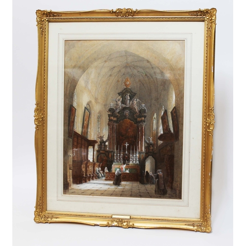 66 - Samuel Read (1816-1883), cathedral interior, watercolour, 43cm x 56cm, signed lower right, framed an... 