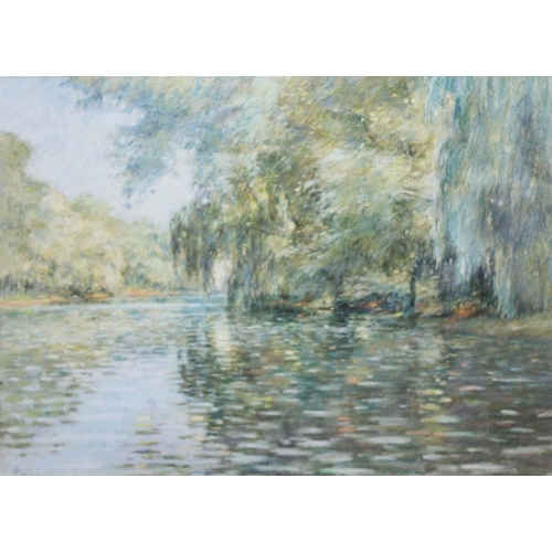 69 - Bob Richardson (b1938), impressionist scene in the manner of Claude Monet, pastel, 53.5cm x 46.5cm, ... 