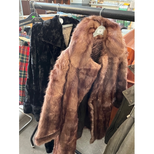 136 - 2 fur coats, one marked Scotch Mole