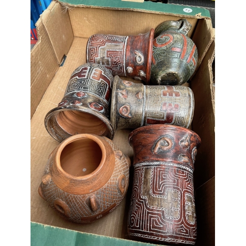 224 - 6 South American terracotta vases.