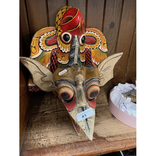 41 - Two Srilankan wooden masks.