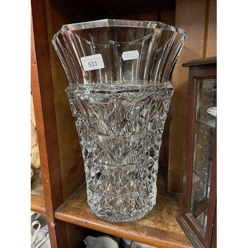 533 - Heavy glass vase by Baccarat France 'Palais de Louvre' Ht. 37cm