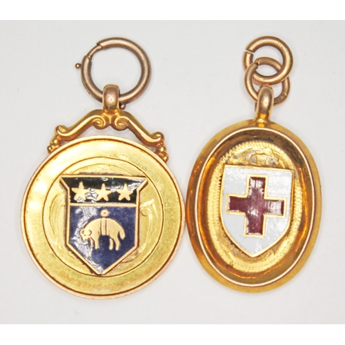 102 - Two hallmarked 9ct gold sporting medals; one inscribed 'Leeds League Div. 2 champs 1930-31 and the o... 