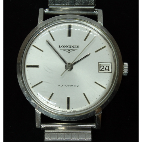 88 - A Longines stainless steel automatic watch, circa 1967, ref. 7844-1, cal. 345, diam. 35mm, signed si... 