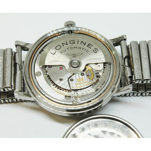 88 - A Longines stainless steel automatic watch, circa 1967, ref. 7844-1, cal. 345, diam. 35mm, signed si... 