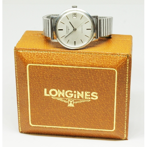 88 - A Longines stainless steel automatic watch, circa 1967, ref. 7844-1, cal. 345, diam. 35mm, signed si... 