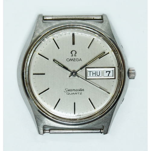 94 - An Omega Seamaster stainless quartz wristwatch, circa 1960s/70s, diameter 36mm, signed silvered dial... 