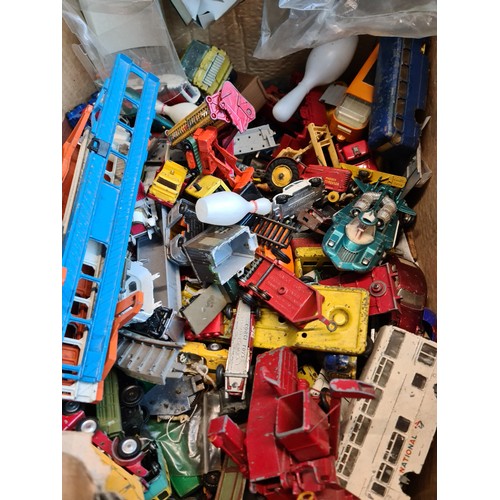 226 - Two boxes of various toys to include die-cast, various models, few religious items, jewellery, colle... 