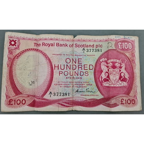 5 - Royal Bank of Scotland £100 bank note A/I 377381