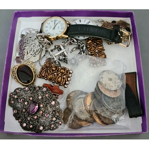 21 - A mixed lot including wristwatch, watch parts, jewellery etc.