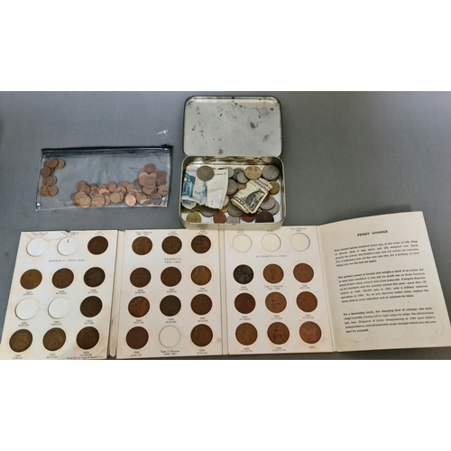 34 - A box of mainly GB coins to include a silver thaler & an 1895 crown etc.