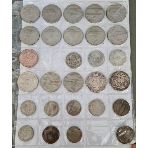 34 - A box of mainly GB coins to include a silver thaler & an 1895 crown etc.