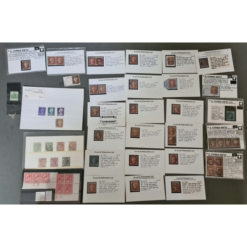 41 - A collection of GB stamps, maily penny reds to include 1845 strip of 4 plate 61, 1851 strip of 4 pla... 