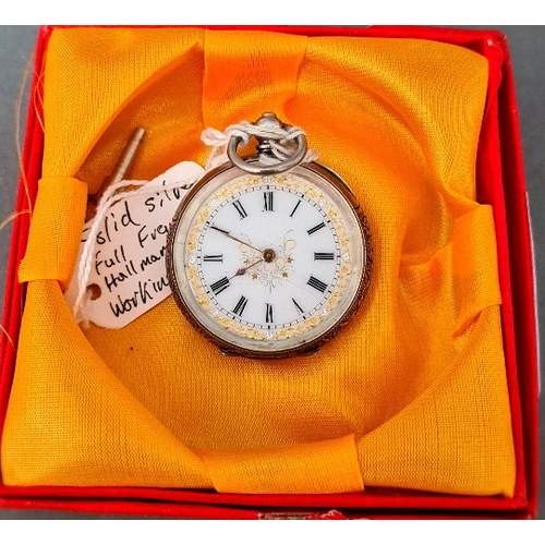 84 - A late 19th century French silver pocket watch with key.