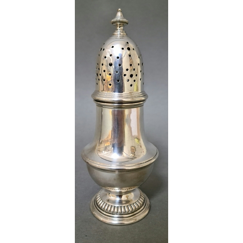 87 - A silver sugar sifter, retailed by Harrods, London, 1936. Gross weight 189.80 grams.