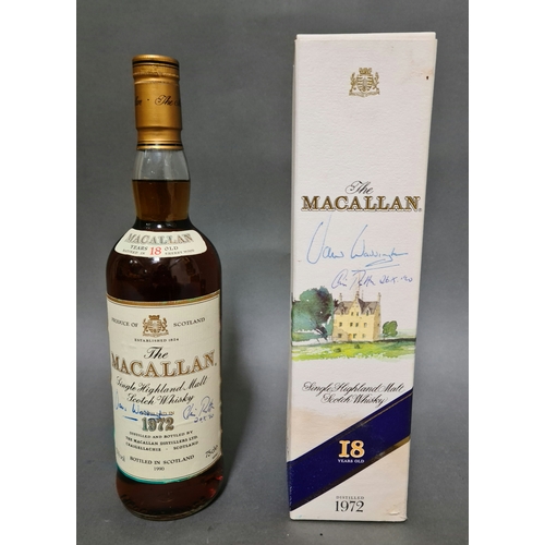 180 - Macallan 18 year old single Highland malt Scotch whisky 75cl 43% distilled in 1972 bottle 1990, sign... 