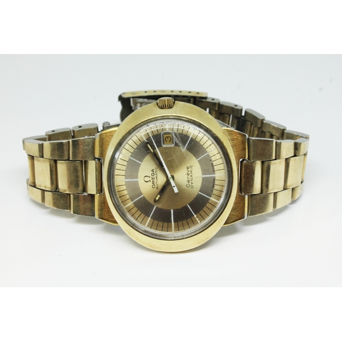 86 - A gold plated Omega Dynamic wristwatch, circa 1970, signed two tone dial with outer black minute mar... 