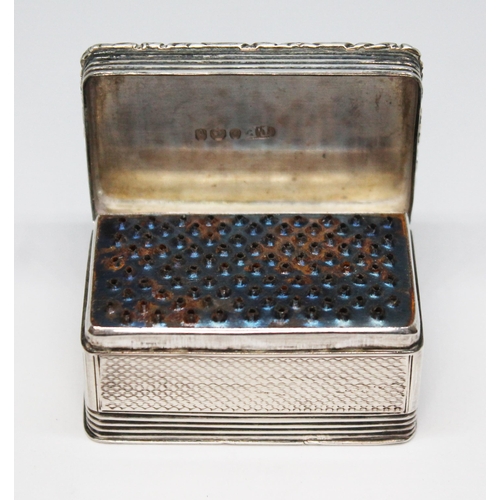 65 - A William IV silver nutmeg grater, Thomas Edwards, London (probably) 1834, length 46mm, gross wt. 47... 