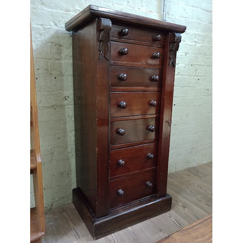 39 - A Victorian mahogany Wellington chest of drawers, height 106.5cm.