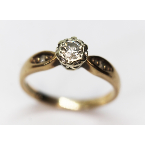 282 - A hallmarked 9ct gold diamond solitaire ring, the central stone weighing approx. 0.25ct, gross wt. 2... 