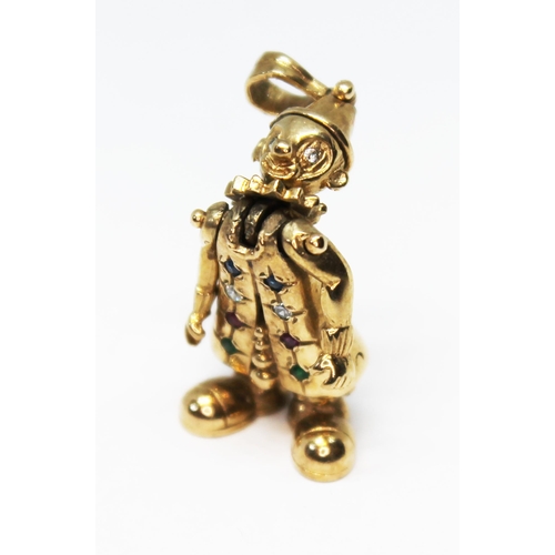 287 - A hallmarked 9ct gold novelty clown pendant, length 42mm, gross wt. 6.8g.