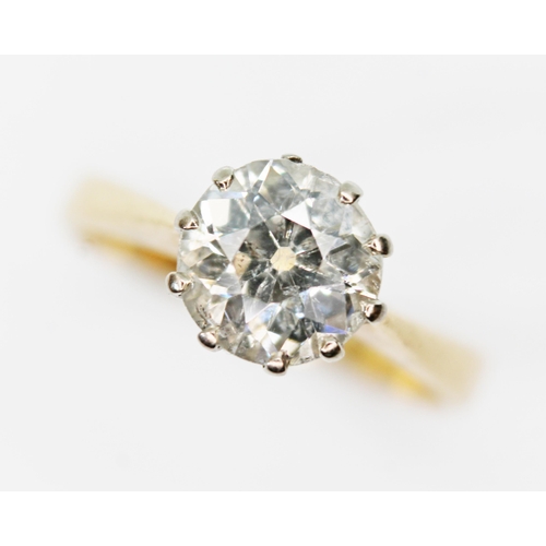 56 - A diamond solitaire ring, the old Euorpean cut diamond weighing approx. 1.51 carats, colour H/I, cla... 