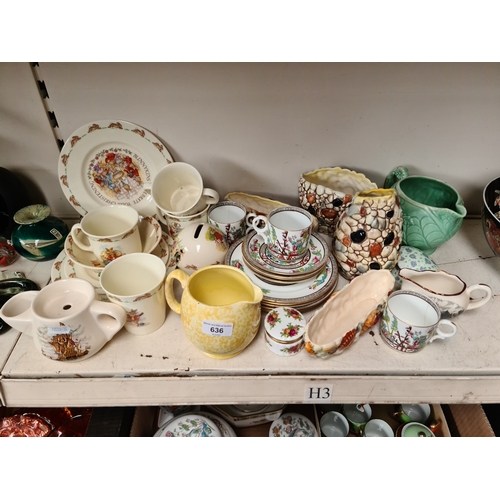 636 - A collection of various pottery including Royal Doulton Bunnykins, Sylvac etc.