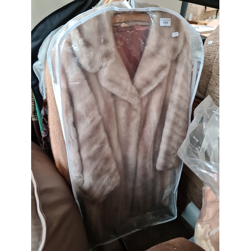 111 - A French ladies simulated fur coat, size 11. 
Condition- good, no stains, no moulting, some slight s... 