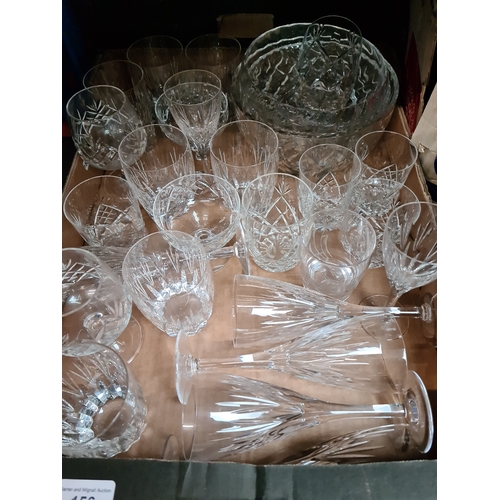 156 - A box of mainly crystal glassware.