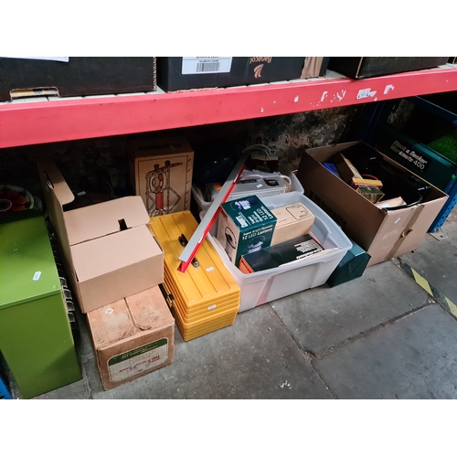 161 - 4 boxes, a small metal toolbox, a plastic toolbox, a small cabinet, various small boxes and other bo... 