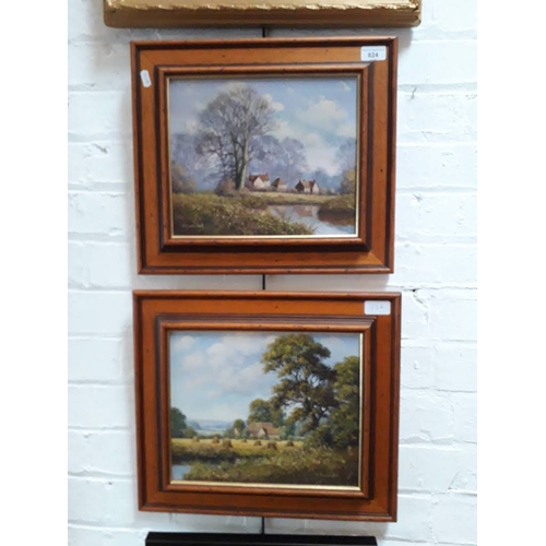 824 - Peter J Greenhill (born 1939), a pair of oil on canvases, rural scenes, 29.5cm x 24.5cm, each signed... 