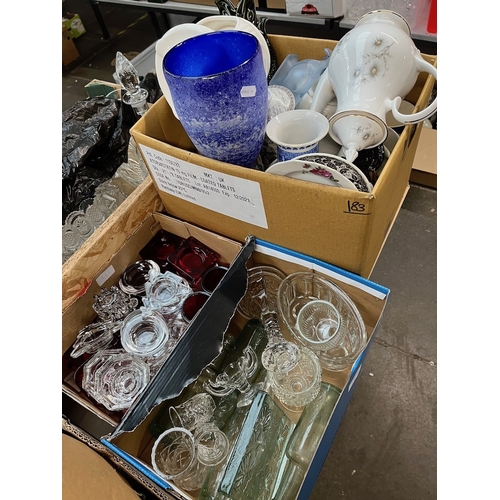 463 - A box of ceramics and glass and two boxes of glass including tea light holders