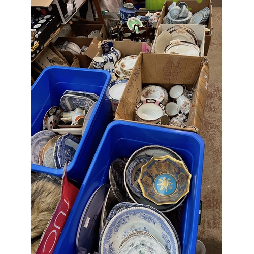 468 - Seven boxes of mixed ceramics including jasperware, Noritake, Old Country Roses, lustre ware, Wedgwo... 