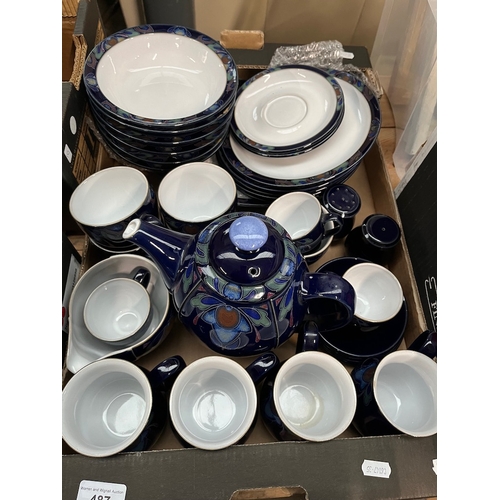 487 - A Denby pottery 'Baroque' tea set, 34 pieces including teapot.