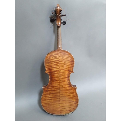 210 - A 19th century English School violin, labelled Charles Adin and dated 1879, two piece back length 36... 