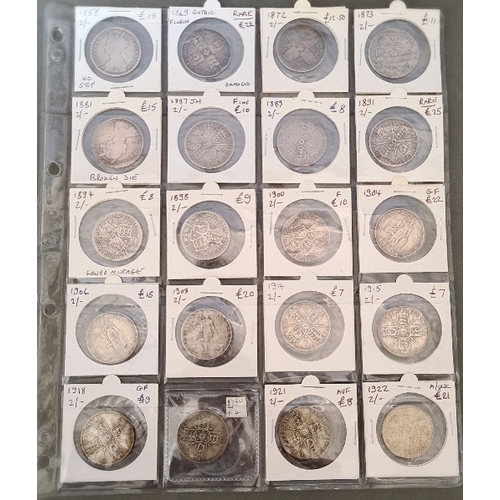 145 - A large folder of pre decimal coins, mostly silver.