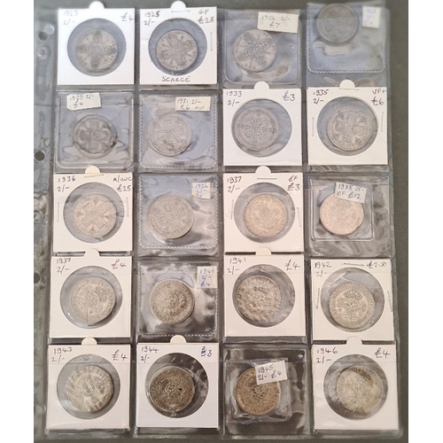 145 - A large folder of pre decimal coins, mostly silver.