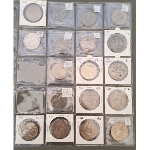 145 - A large folder of pre decimal coins, mostly silver.