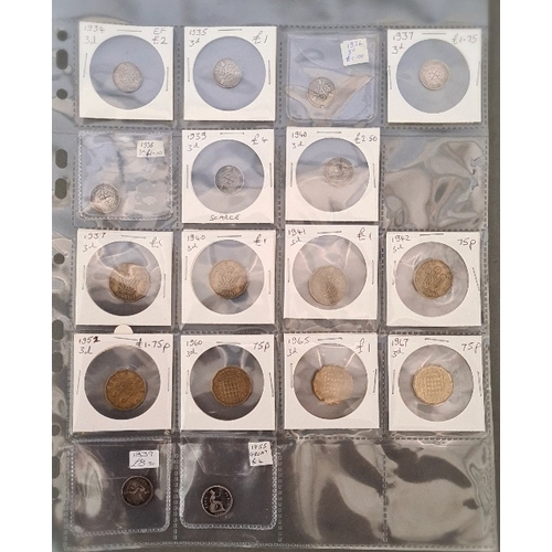 145 - A large folder of pre decimal coins, mostly silver.