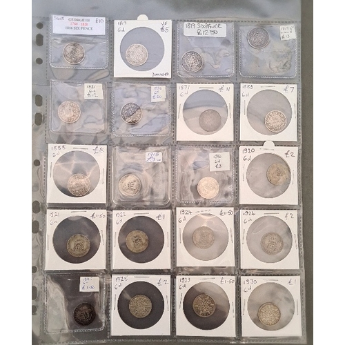 145 - A large folder of pre decimal coins, mostly silver.