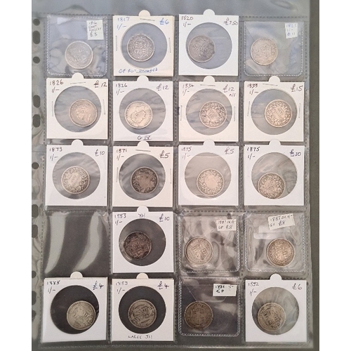 145 - A large folder of pre decimal coins, mostly silver.